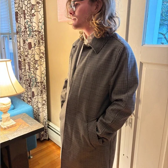 J. Crew Men's Black and Gray Trench Coat - Picture 8 of 8